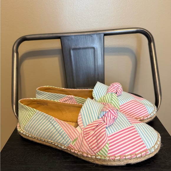 Talbots Shoes - Talbots Pastel Striped Espadrilles with Bow Sz 7.5